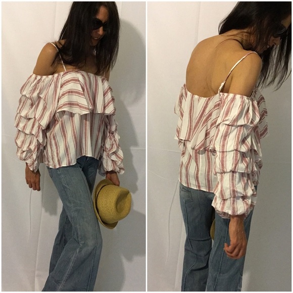 Striped Adjustable Top with Sleeves Size Large NWT - Picture 3 of 5